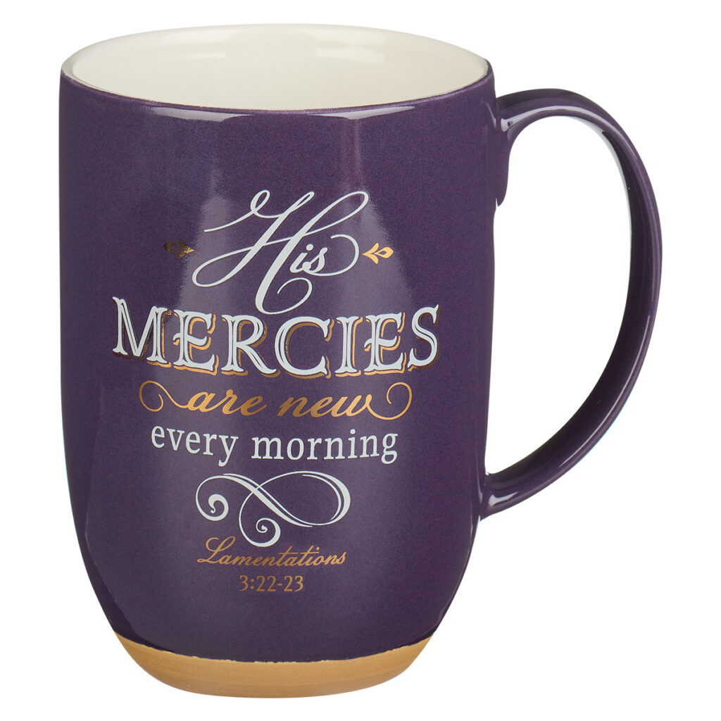 Image of Mug Purple/White His Mercies Are New Lam. 3:22-23