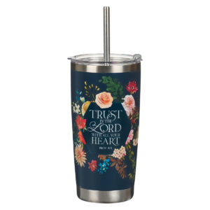 Image of Tumbler w/straw SS Navy Trust in the Lord Prov. 3:5