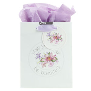 Image of Gift Bag SM White/Purple May Your Day Be Blessed Jer. 17:7