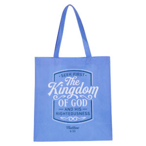 Image of Tote Blue Seek First The Kingdom of God Matt. 6:33