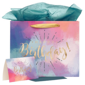Image of Gift Bag w/ Card LG Landscape Multicolored Happy Birthday