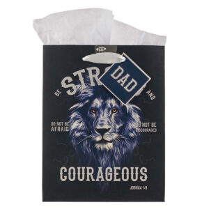 Image of Gift Bag MD Black/White Strong & Courageous Dad Josh. 1:9