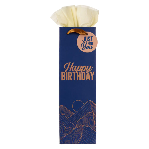 Gift Bag Portrait Bottle Blue/Gold Happy Birthday 473 0111 0