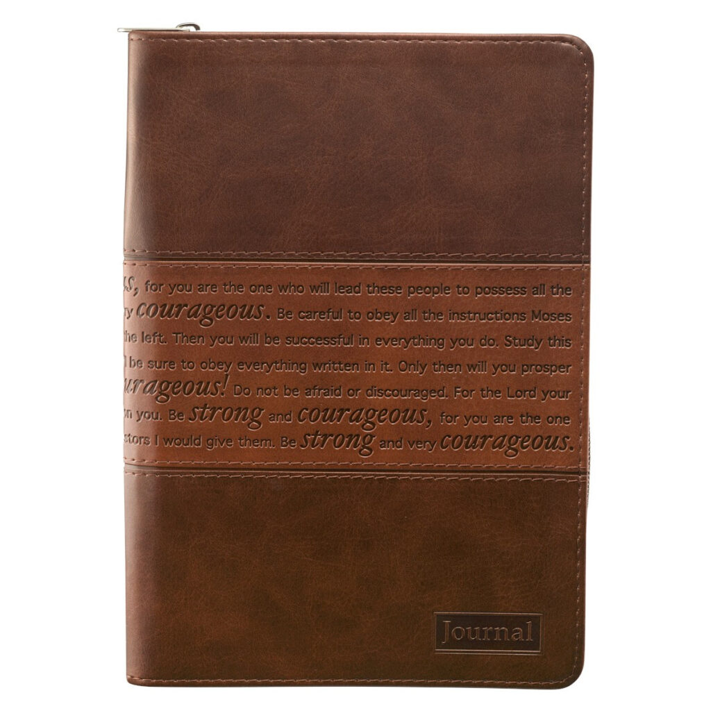 Image of Journal Classic Zip Brown Two-tone Strong & Courageous