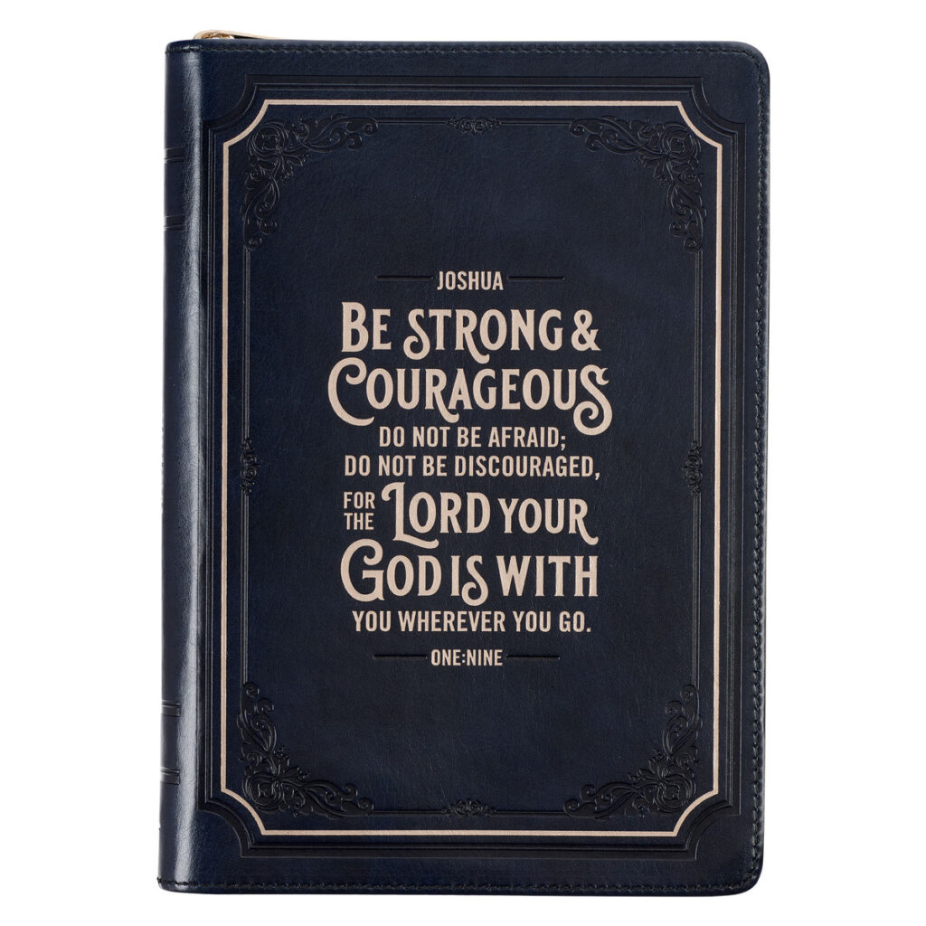 Image of Journal Classic Zip Black Strong & Courageous Josh. 1:9