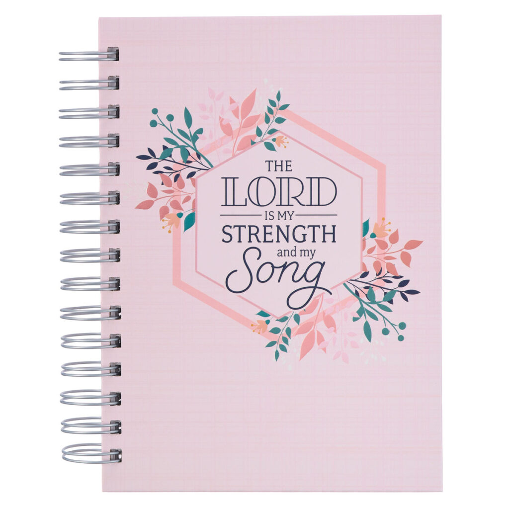 Image of Journal Wirebound Pink Leaves The Lord is My Strength Ps. 118:14