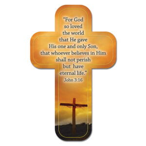 Image of Cross Bookmark Sunset Cross For God So Loved the World John 3:16