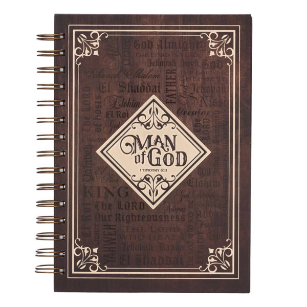Journal Man Of God Large Wirebound Brown - 1 Timothy 6:11