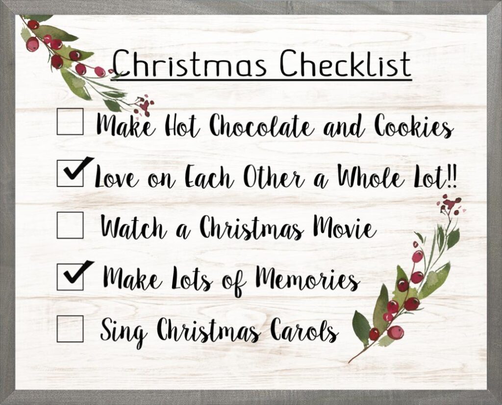 Image of Framed Art Christmas Checklist Farmhouse Gray 16 x 20 DWSO
