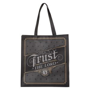Image of Trust in the Lord Chacoal and Gold Reusable Shopping Tote Bag – Proverbs 3:5