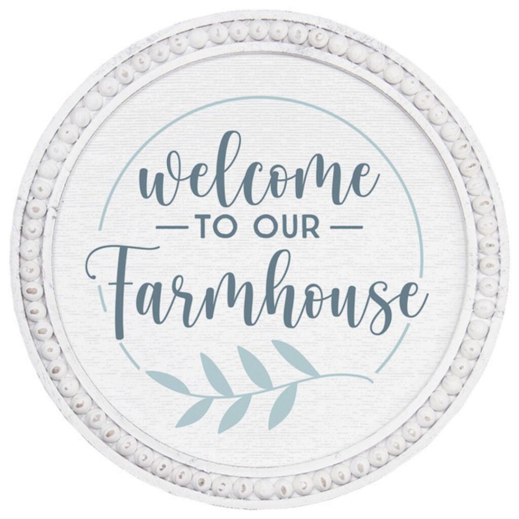 Image of Beaded Art Round – Welcome Farmhouse 14″