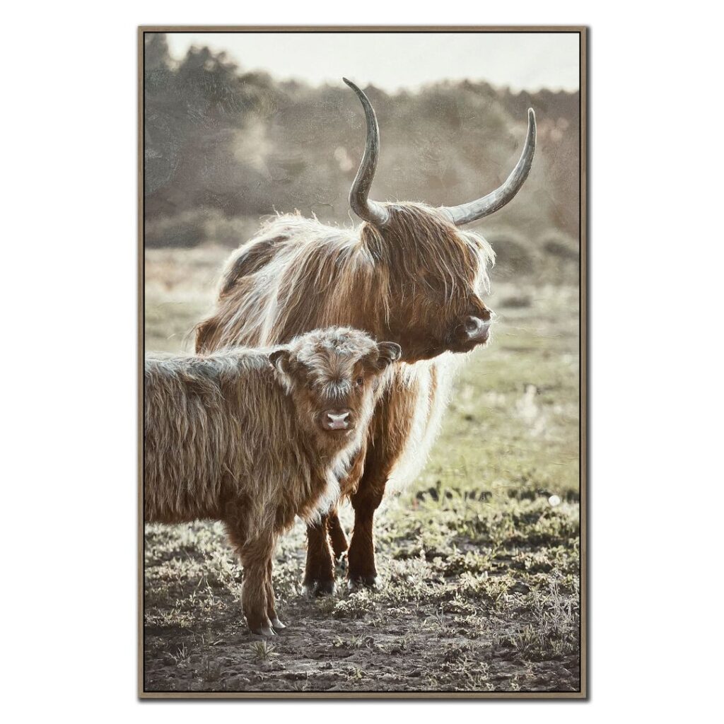 Image of Highland Titans – Framed Canvas Art – 30″x45″