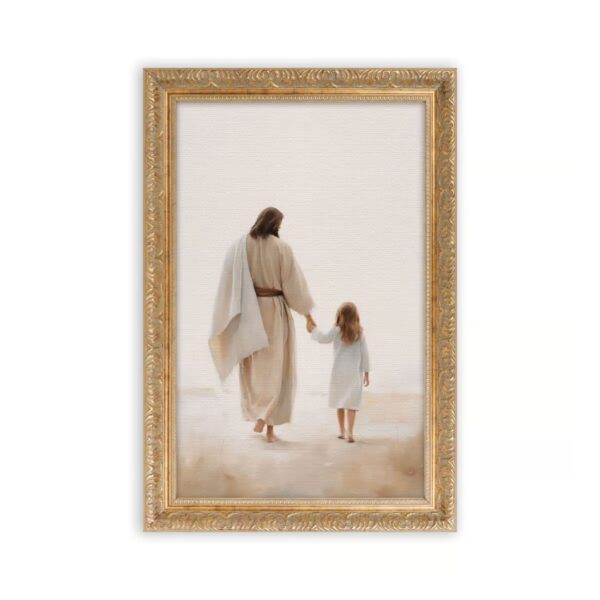 Gold Framed Wall Art - Jesus Walking With Child - 18"x26" 128 2489 0