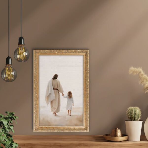 Gold Framed Wall Art - Jesus Walking With Child - 18"x26" 128 2489 1