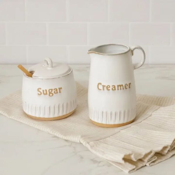 Fluted Edge Stoneware Cream and Sugar Set (Pair) 460 1397 0