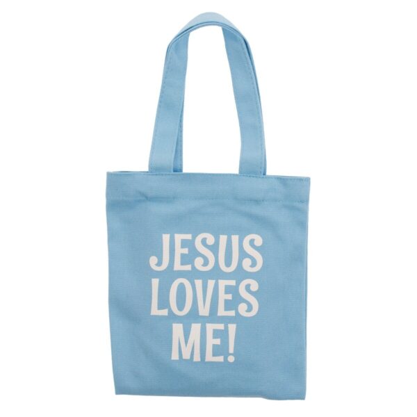 Blue Jesus Loves Me Small Tote Bag 110 3625 0