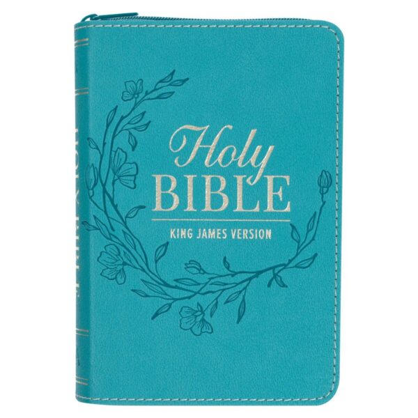 KJV Bible Mini Pocket Faux Leather, Teal w/zipper 206 2197 0