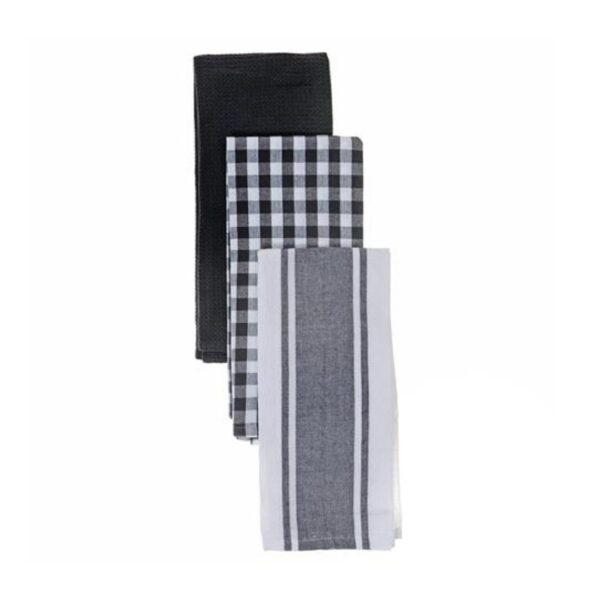 3 Pk Dish Cloth Set - Grey Plaid 328 1035 0