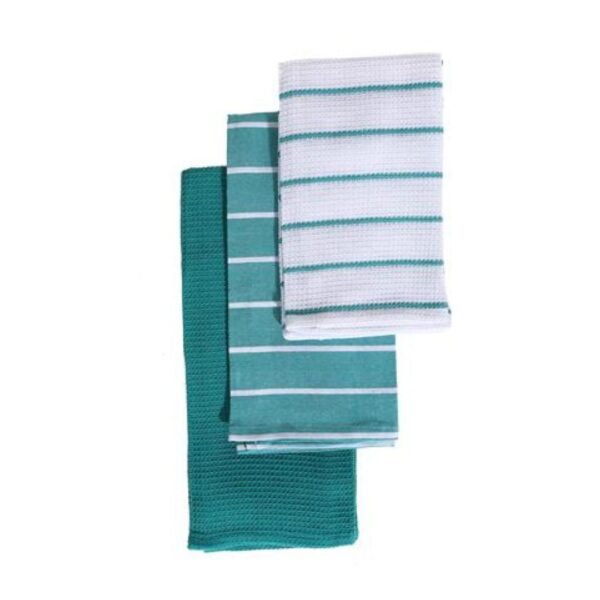 3 Pk Kitchen Towel Set - Teal Striped 328 1044 0