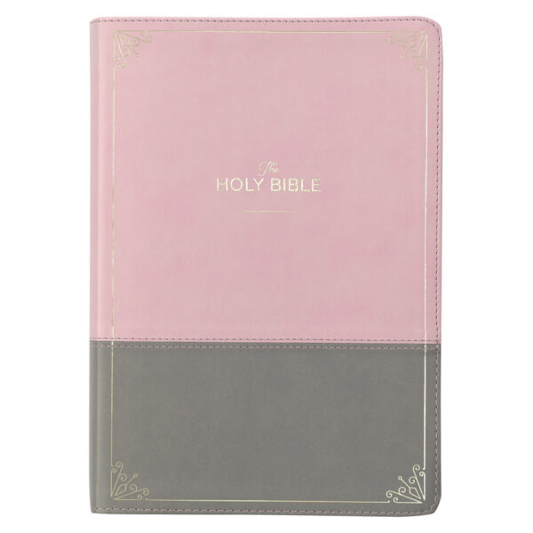 KJV Pink and Gray Faux Leather Super Giant Print Full-size Bible 206 0992 0