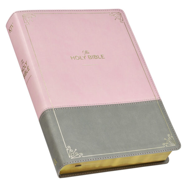 KJV Pink and Gray Faux Leather Super Giant Print Full-size Bible 206 0992 1