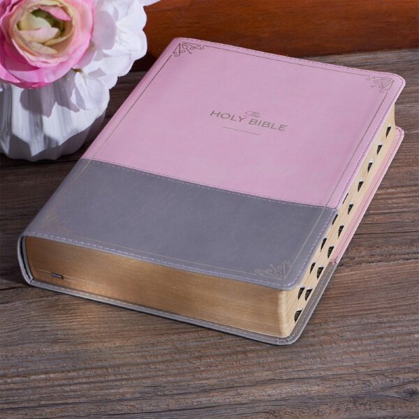 KJV Pink and Gray Faux Leather Super Giant Print Full-size Bible 206 0992 6