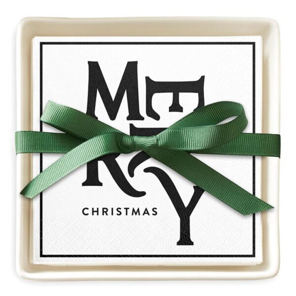 Ceramic Napkin Tray + Napkins - Merry Christmas 365 0209 0