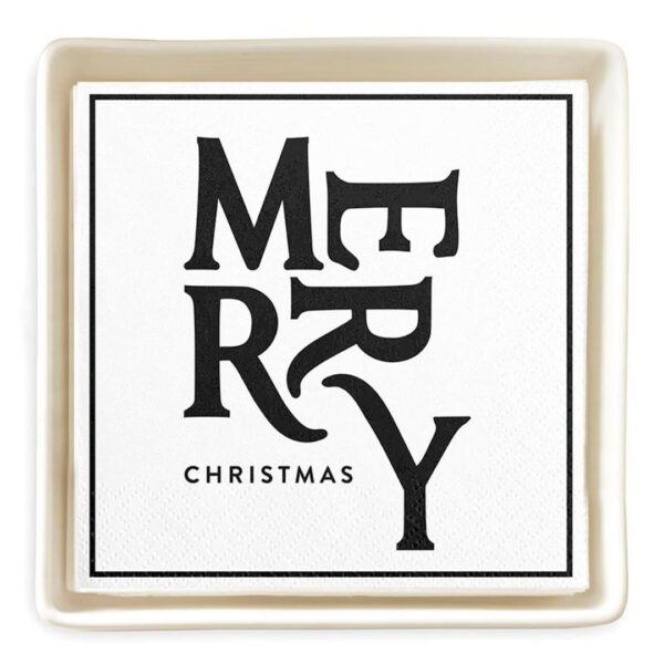 Ceramic Napkin Tray + Napkins - Merry Christmas 365 0209 1