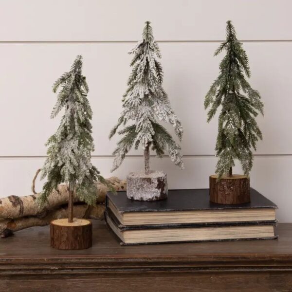 Mini Evergreen Trees with Wood Base 460 1412 0