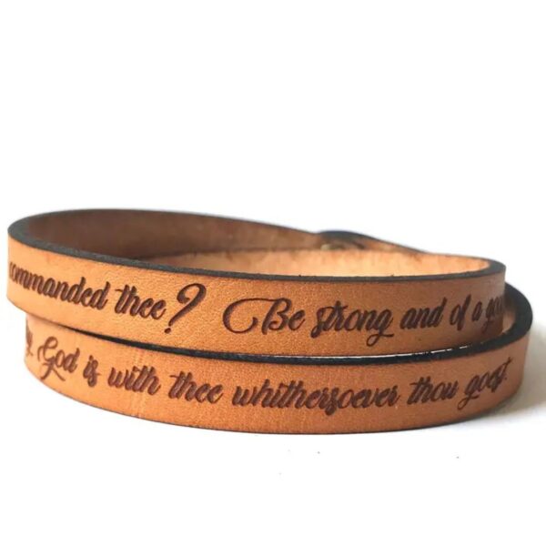 Joshua 1:9 Double Wrap Leather Bracelet - Scripture Bracelet 465 0472 0