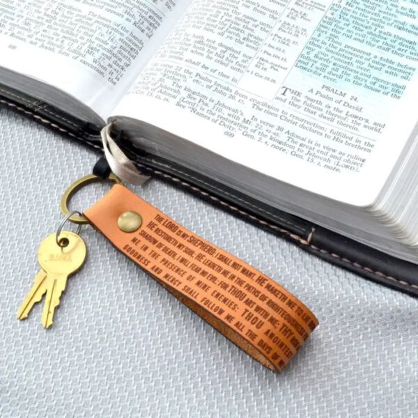 Psalms 23 Leather Keychain 465 0474 2