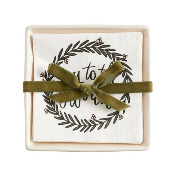 Ceramic Napkin Tray + Napkins - Joy To The World 365 0211 0