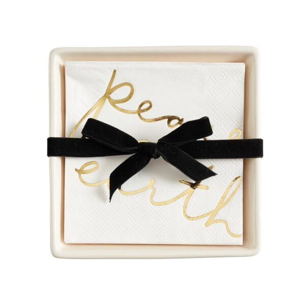 Ceramic Napkin Tray + Napkins - Gold Foil Peace on Earth 365 0212 0