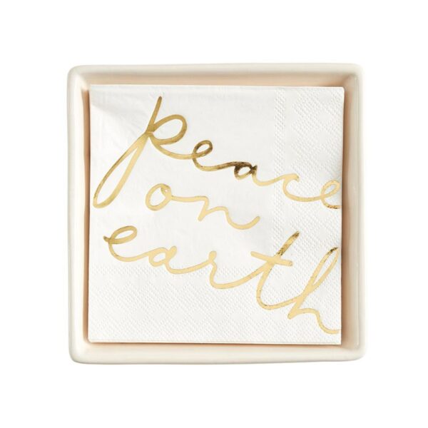 Ceramic Napkin Tray + Napkins - Gold Foil Peace on Earth 365 0212 1