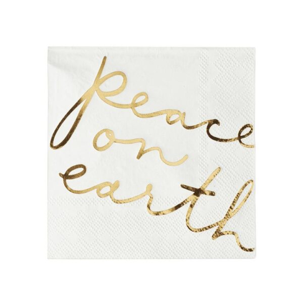 Ceramic Napkin Tray + Napkins - Gold Foil Peace on Earth 365 0212 2