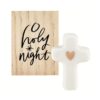 Ceramic Figurine Pine Wood Box - Cross
