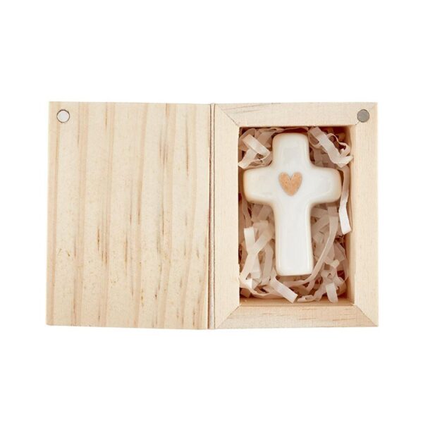 Ceramic Figurine Pine Wood Box - Cross 465 0477 1