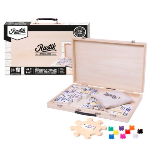 Rustik Deluxe Mexican Train Game w/ Wood Case 650 0548 2