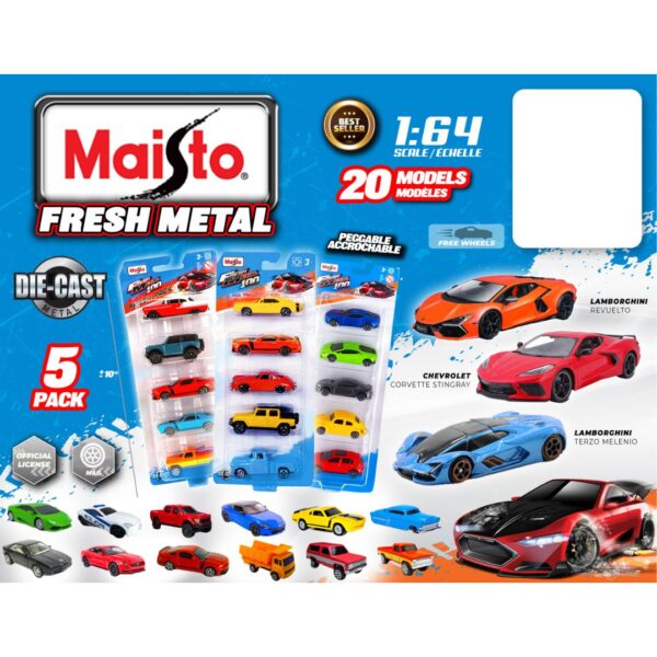 1:64 Diecast Maisto Fresh Metal Cars 5 pk Assorted 3" 660 3887 0