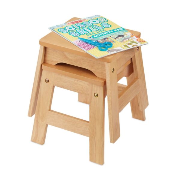 Wooden Stools - Set of 2 Natural - Image 4