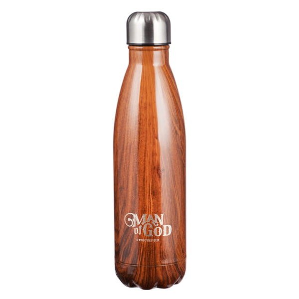 Man of God Wood Design Stainless Steel Water Bottle 132 0769 0