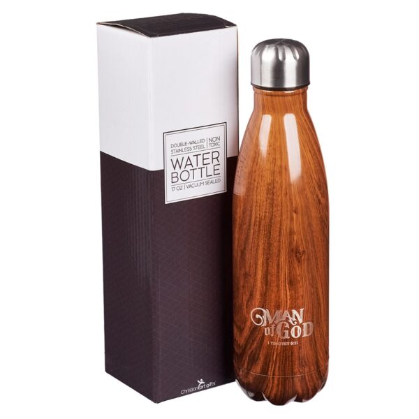 Man of God Wood Design Stainless Steel Water Bottle 132 0769 3