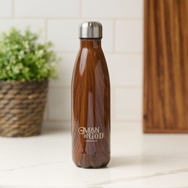 Man of God Wood Design Stainless Steel Water Bottle 132 0769 4