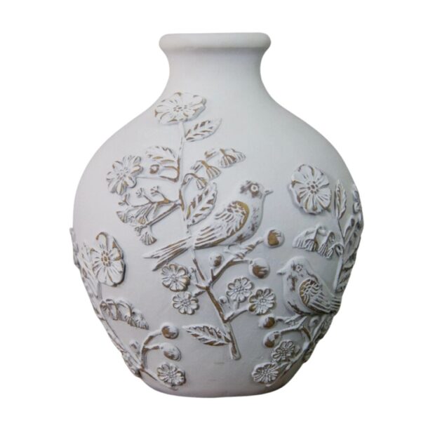 Vase with Textured Flowers and Birds 460 1460 0