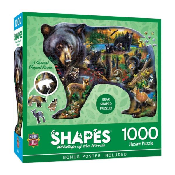 1000 Pc Bear Shaped Puzzle - Wildlife of the Woods - Image 2