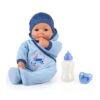 Hello Baby Boy 18" w/ Blue Boat, Pacifier, Bottle, Matching Cap