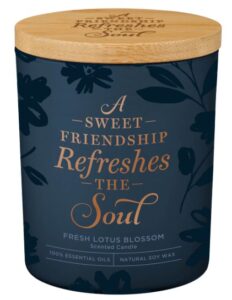 Image of Glass Candle w/Bamboo Lid Navy Sweet Friendship