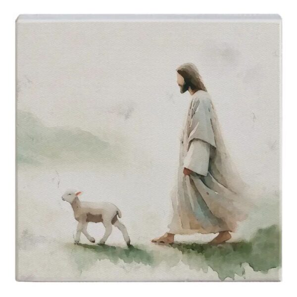 Jesus Walking Lamb - Small Talk Square