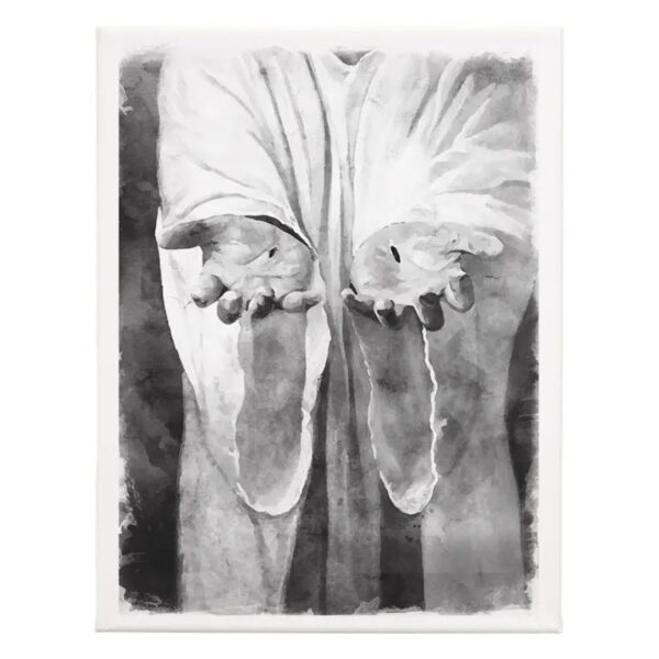 B&W Jesus Hands - Wrapped Canvas