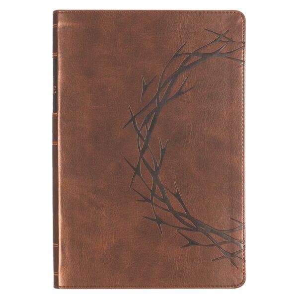 KJV Bible Giant Print Full Size Faux Leather Crown of Thorns/Amazing Grace, Brow